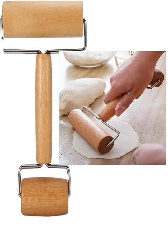 TRENDERA Premium Wooden Pastry Roller – 2-in-1 Double Headed Dough Roller for Kitchen – Professional Beechwood Rolling Pin for Pizza, Crusts, Tarts, and Dumplings (Brown) - Image 3