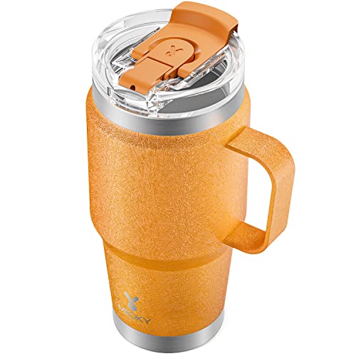 Meoky 40oz Tumbler with Handle Stainless Steel Travel Mug with 2in1 Straw and Sip Lid Vacuum Insulated Coffee Mug 100 Leak Proof Keeps Cold for 34 Hours or Hot for 10 Hours Maple