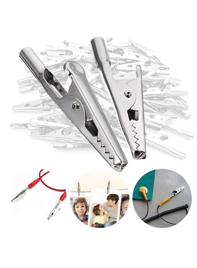 Excefore 100 Pcs Alligator Clips, 2"/50mm Test Lead Crocodile Clips Spring Crocodile Clamps Metal Alligator Clip Spring Clamps for Laboratory Electric Testing Work and Cable Lead Clip - Image 1