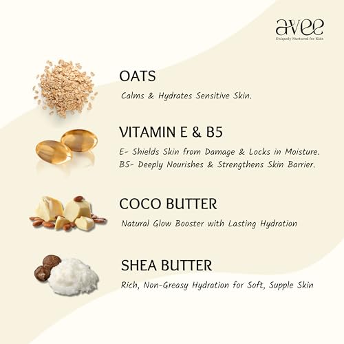 Avee Kids Body Lotion | Oat & Shea | Daily Hydration for Children 5-12 | Paraben & Mineral Oil Free | Dermatologist-Tested | 200 ml - Image 5
