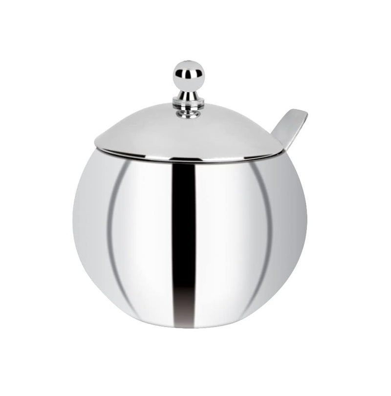 Dynore Dynore Stainless Steel Round Matka Shape Ghee PotOil Container with Ladle 250 ml - Image 1