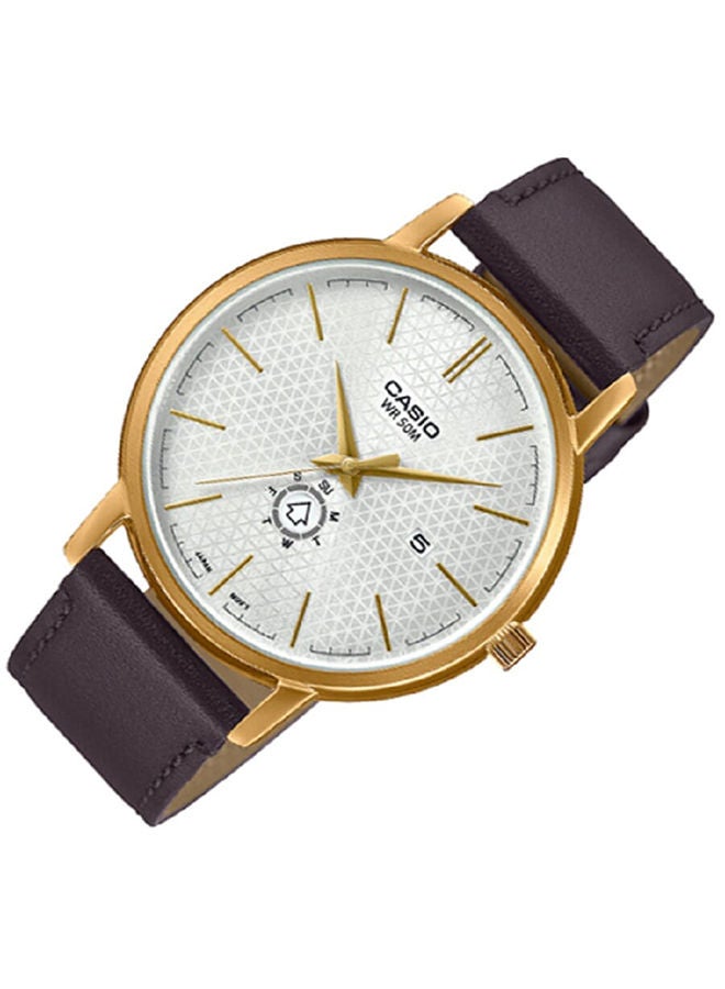 CASIO Men Watch Analog White Dial Leather Band Gold Ion Plated Case MTP-B125GL-7AVDF - Image 2