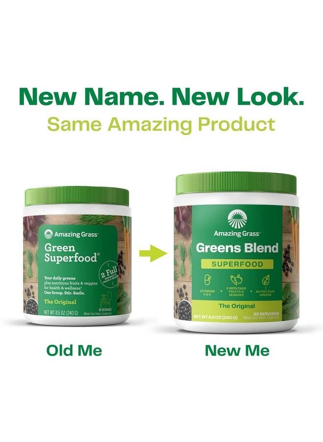 Amazing Grass - Greens Blend Superfood: Super Greens Powder Smoothie Mix With Organic Spirulina Chlorella Beet Root Powder Digestive Enzymes & Probiotics Original 60 Servings Boost Energy - Image 1