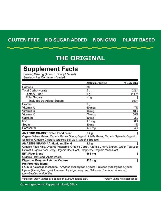 Amazing Grass - Greens Blend Superfood: Super Greens Powder Smoothie Mix With Organic Spirulina Chlorella Beet Root Powder Digestive Enzymes & Probiotics Original 60 Servings Boost Energy - Image 1