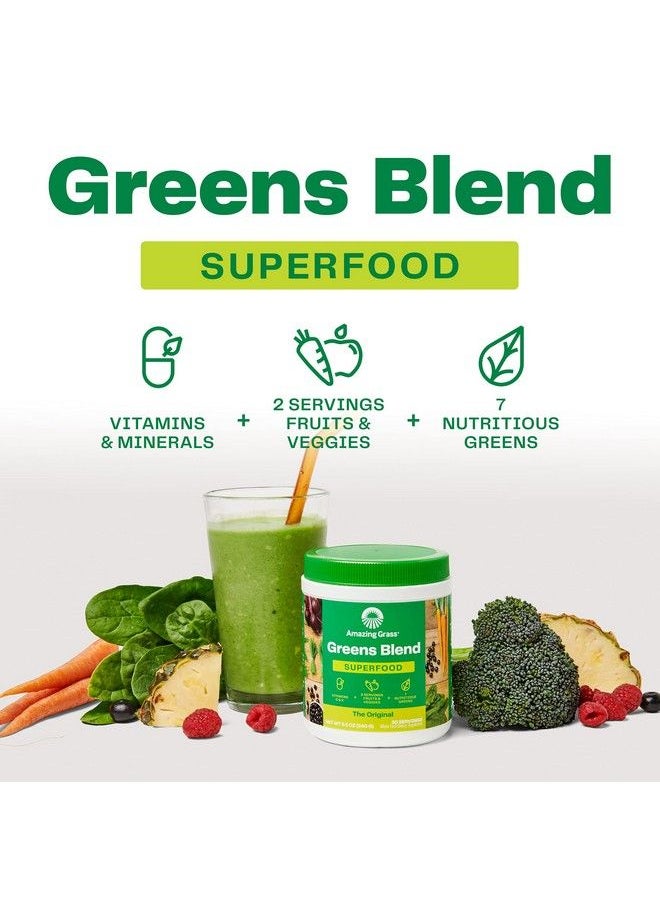 Amazing Grass - Greens Blend Superfood: Super Greens Powder Smoothie Mix With Organic Spirulina Chlorella Beet Root Powder Digestive Enzymes & Probiotics Original 60 Servings Boost Energy - Image 1