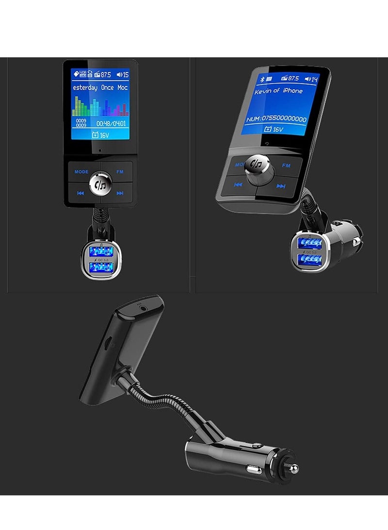 KASTWAVE Bluetooth FM Transmitter for Car 1.8" Color Screen Display Wireless Handsfree Radio Transmitter Car Charger Adapter Support TF Card USB Flash Drive Fast Charging - Image 3