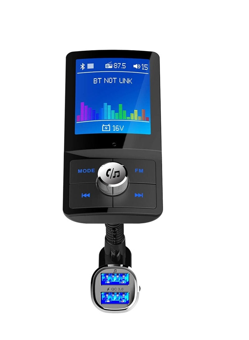 KASTWAVE Bluetooth FM Transmitter for Car 1.8" Color Screen Display Wireless Handsfree Radio Transmitter Car Charger Adapter Support TF Card USB Flash Drive Fast Charging - Image 1