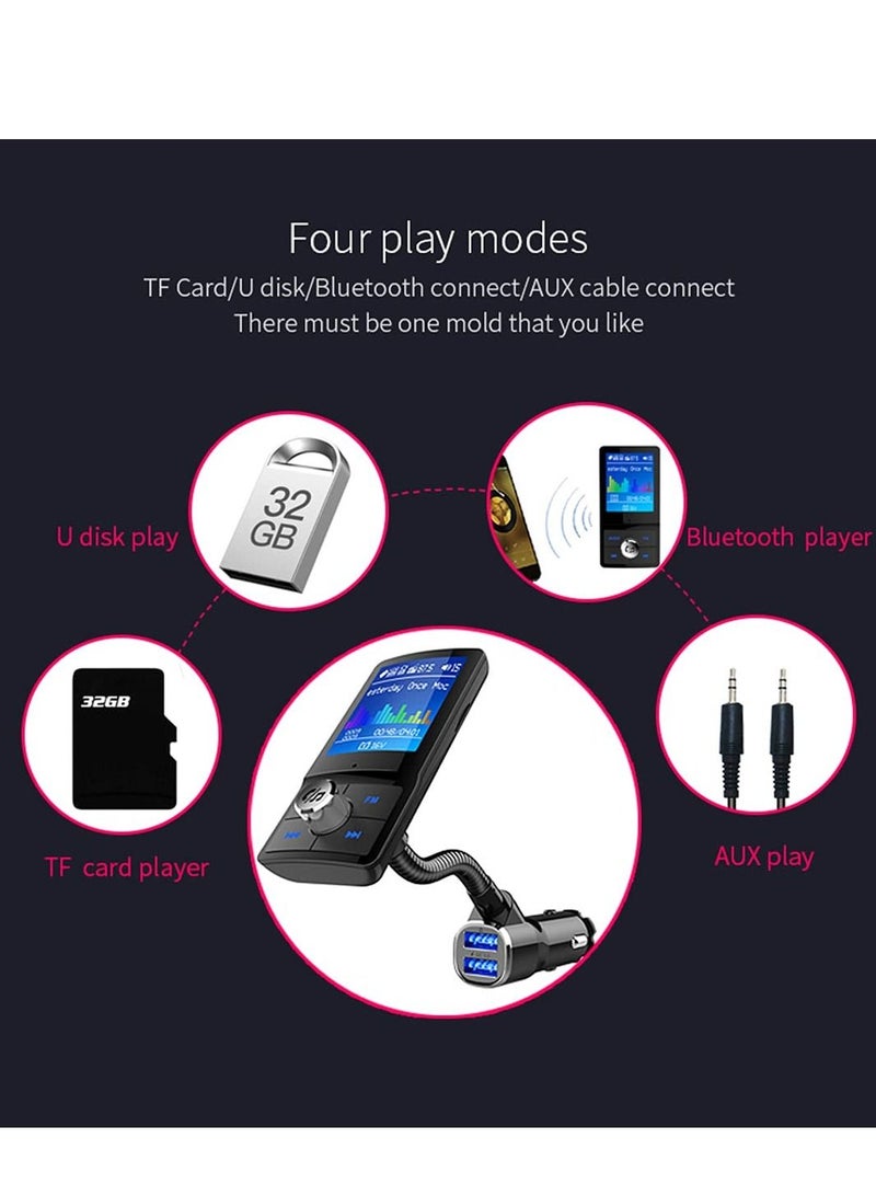 KASTWAVE Bluetooth FM Transmitter for Car 1.8" Color Screen Display Wireless Handsfree Radio Transmitter Car Charger Adapter Support TF Card USB Flash Drive Fast Charging - Image 2