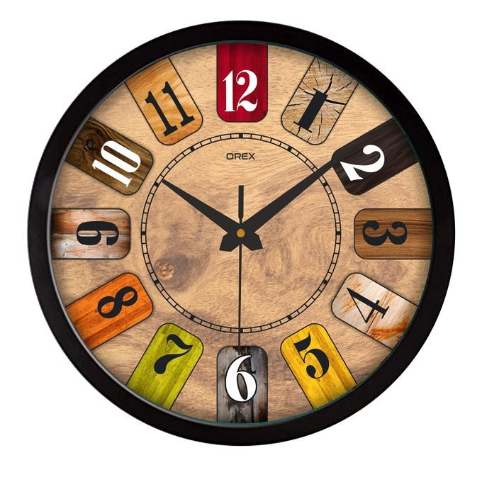PLASTIC STYLISH 12 INCHES ROUND SHAPE ANALOG CLOCK FOR HOME, LIVING ROOM, BEDROOM KITCHEN, OFFICE, KIDS ROOM, SHOP, SCHOOL., MULTICOLOUR