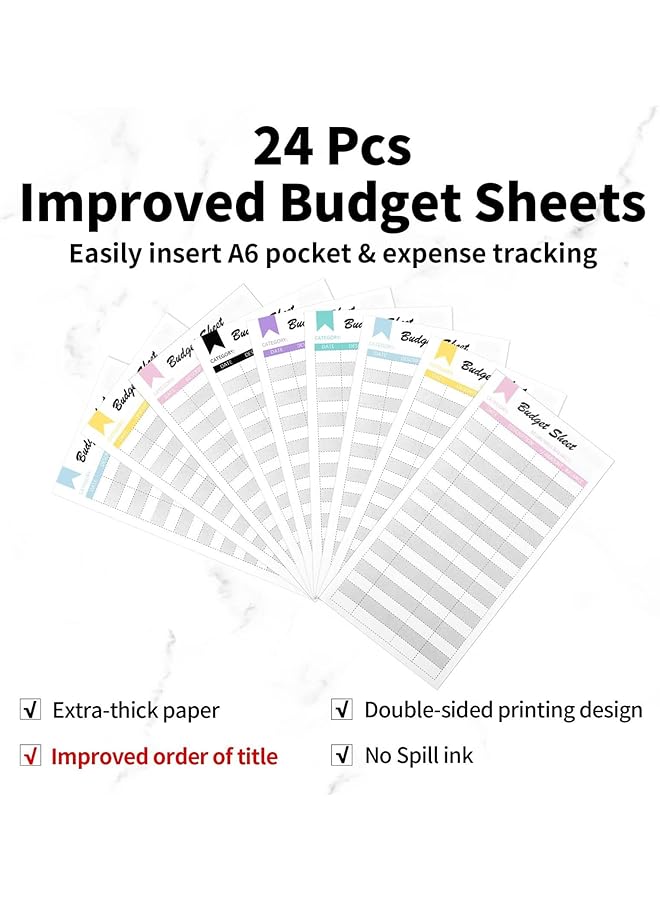 Bolivia's 12 Pcs Budget Binder With Zipper Cash Envelopes For Budgeting Cash Money Organizer With Label Stickers 6 Ring Money Saving Binder Money Envelopes For Cash Leather A6 Budget Binder  - Image 3