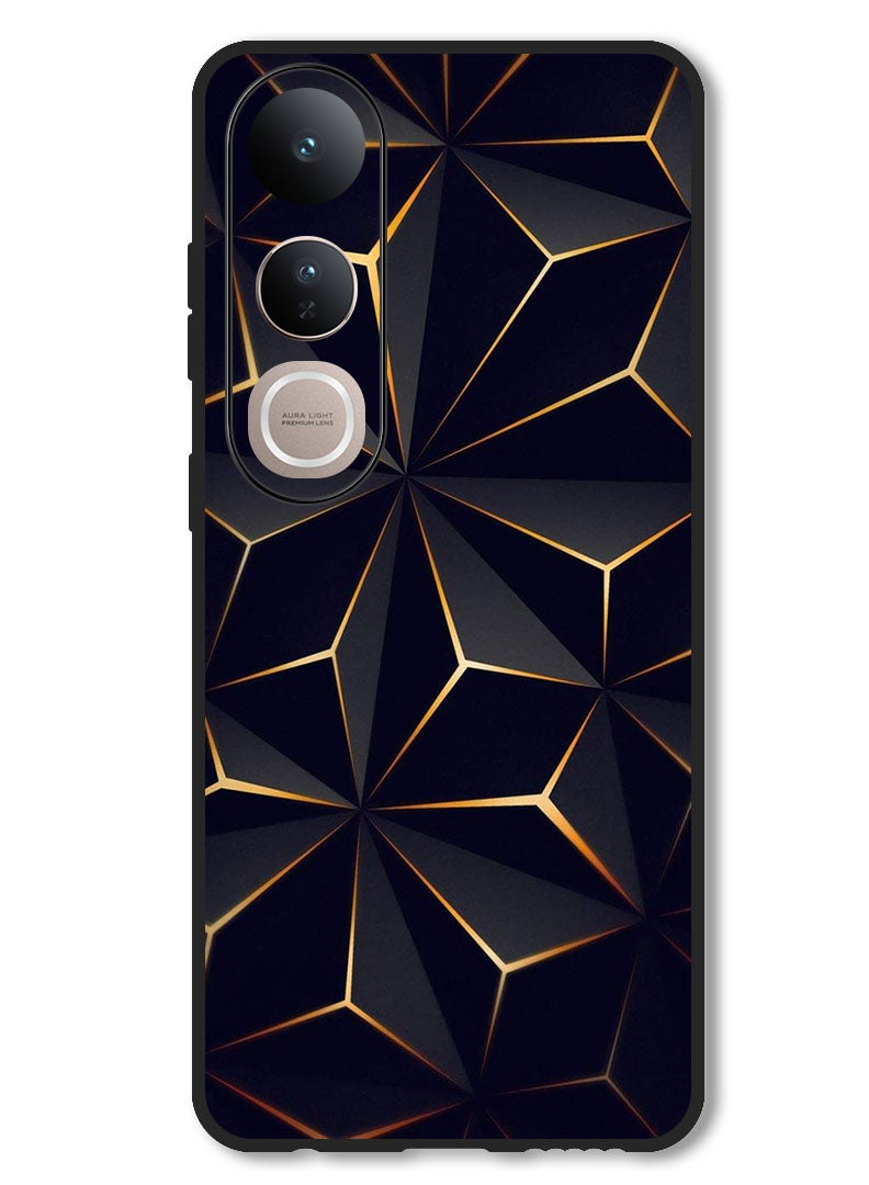 Theodor Case Compatible with Vivo V50 Lite Protection Shockproof Bumper Cover Black Gold Patter - Image 1