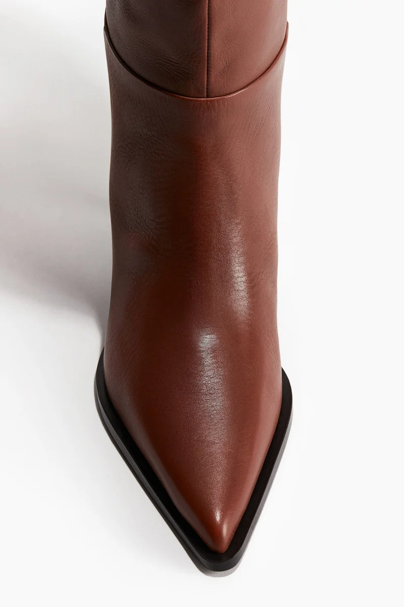 اتش اند ام Pointed Knee-High Leather Boots
