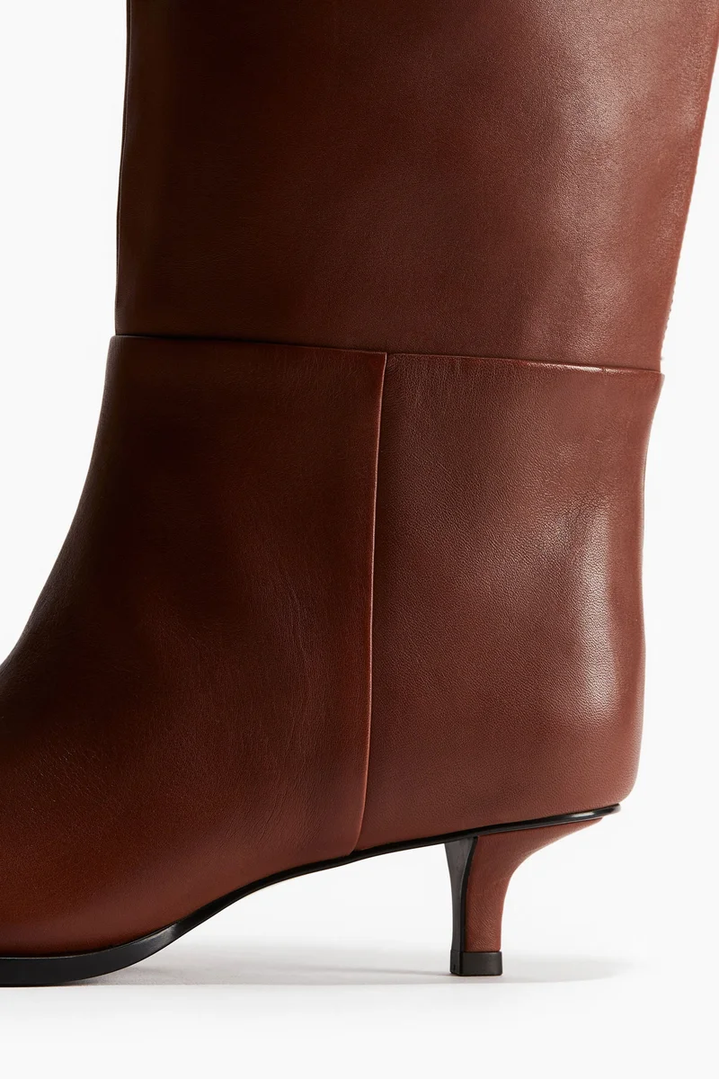 اتش اند ام Pointed Knee-High Leather Boots