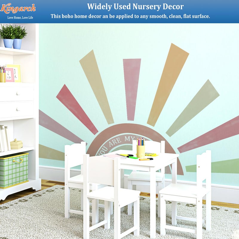 Kingarch Large Rainbow Sun Wall Decals, Inspirational Peel and Stick Fabric Nursery Wall Decor, Removable Home Room Wall Decor Murals Stickers for Kids Girls Toddler Bedroom Living Room Playroom - Image 3