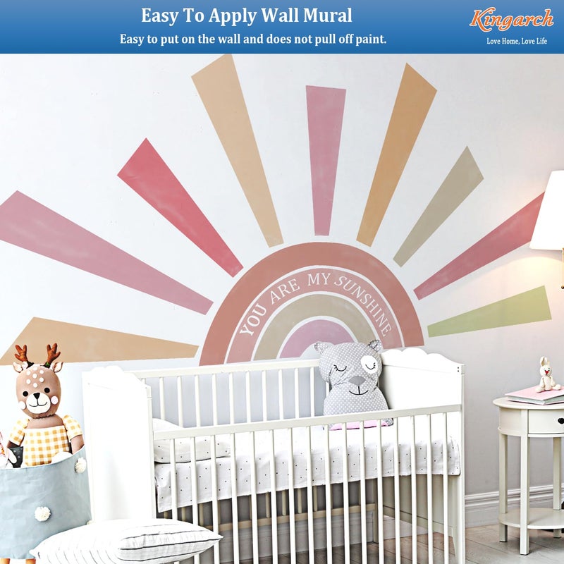 Kingarch Large Rainbow Sun Wall Decals, Inspirational Peel and Stick Fabric Nursery Wall Decor, Removable Home Room Wall Decor Murals Stickers for Kids Girls Toddler Bedroom Living Room Playroom - Image 5
