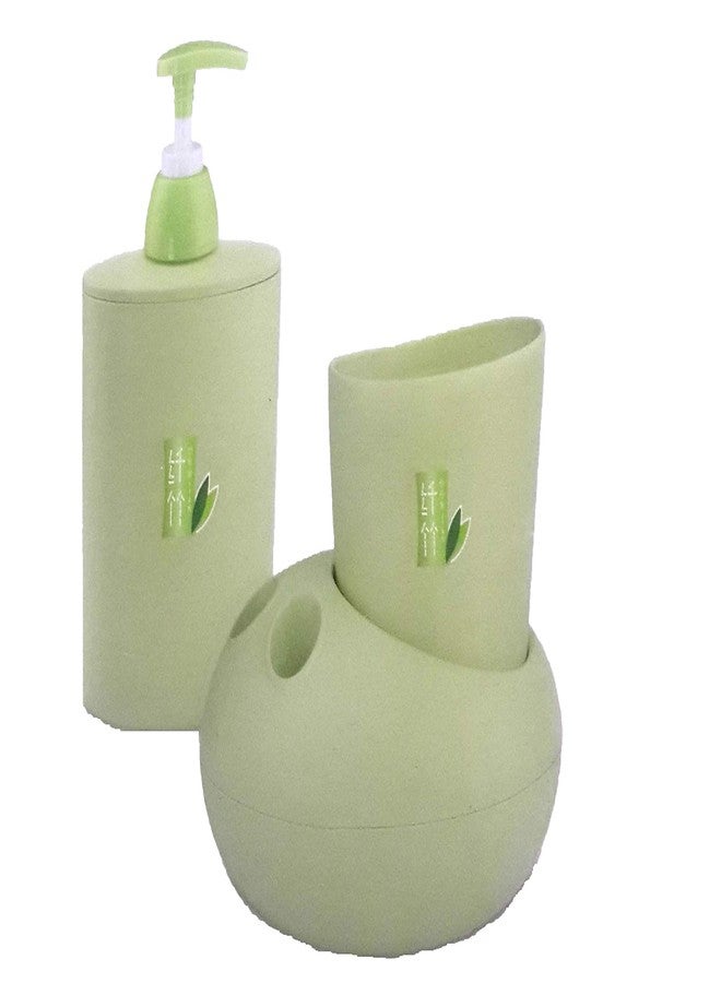 KAAS Eco-Friendly Bamboo Soap Dispensers with Toothbrush Holder and Soap Tray (Multicolor)
