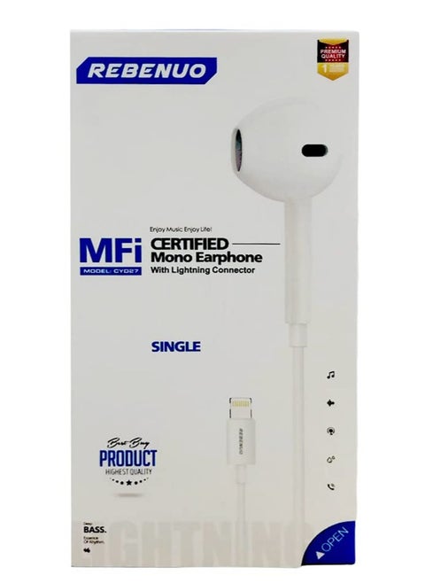 Mono Earphone With Mic And Lightning Connector For iPhone/iPad/iPod