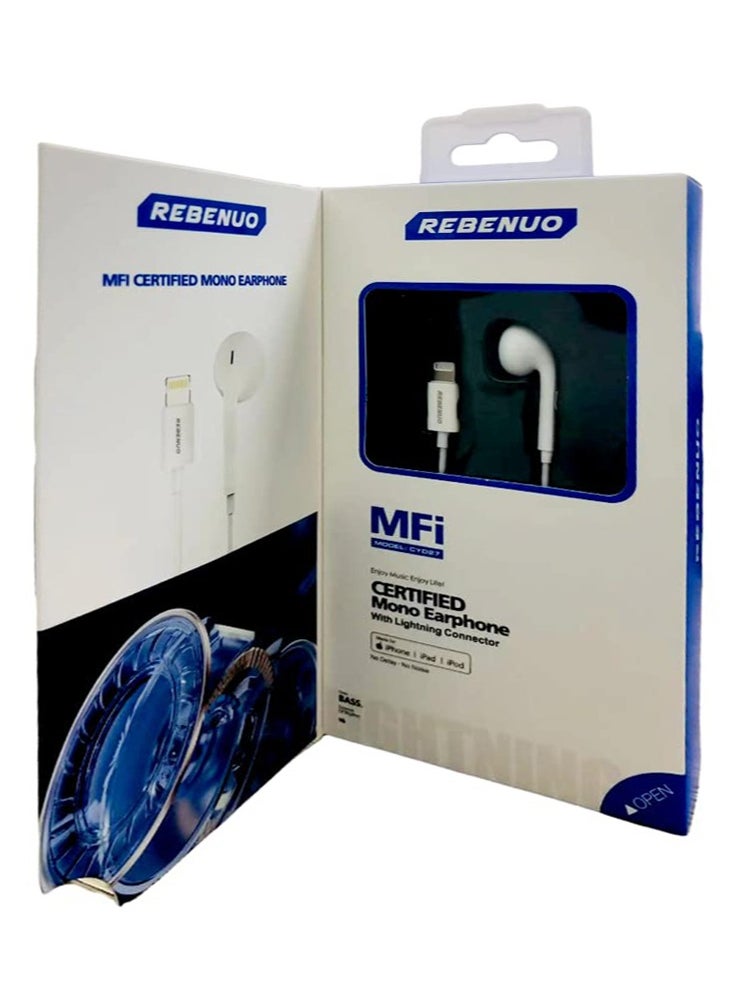 Mono Earphone With Mic And Lightning Connector For iPhone/iPad/iPod