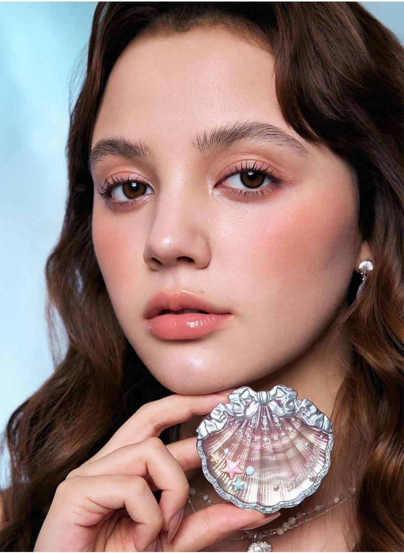 Flower Knows Shell's Jewel Silk Satin Blush – Long-Lasting Cheek & Highlight Duo with Vitamin E - 04 Beach Starfish  - Image 2