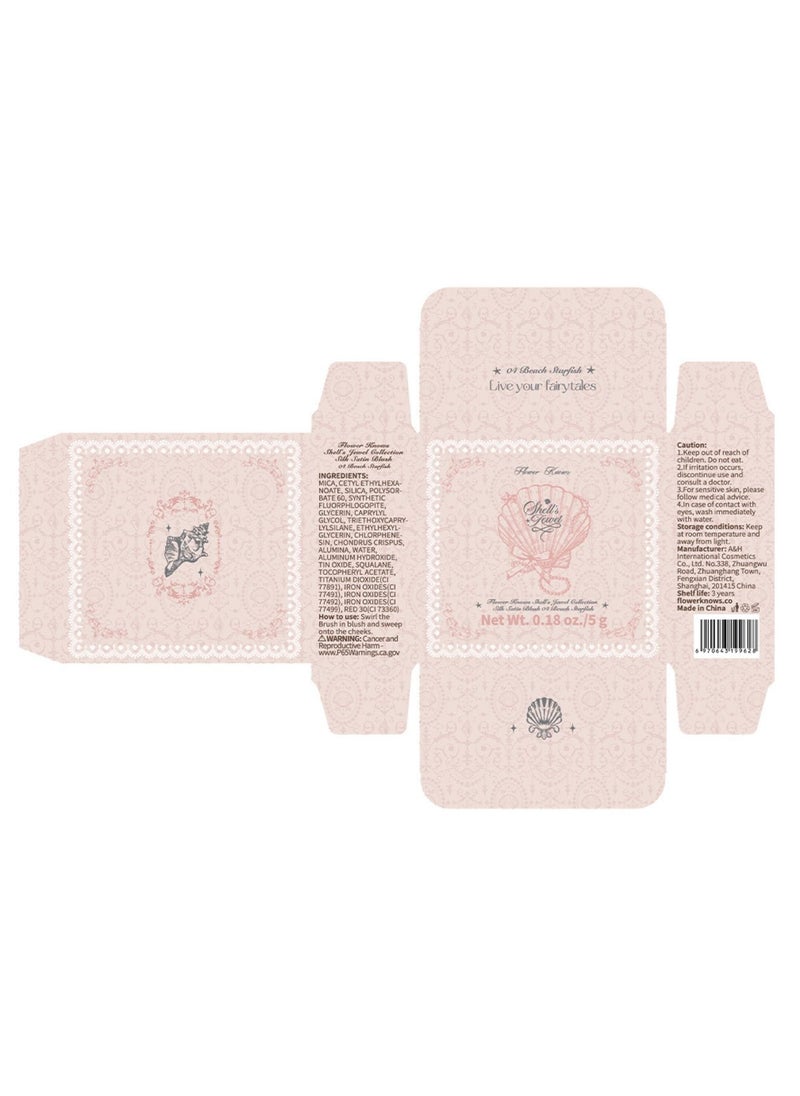 Flower Knows Shell's Jewel Silk Satin Blush – Long-Lasting Cheek & Highlight Duo with Vitamin E - 04 Beach Starfish  - Image 5