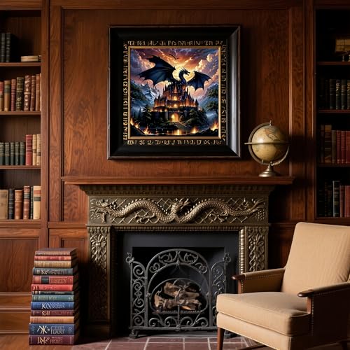 Acelii 5D Diamond Art Kits for Adults Beginners Dragon Castle，DIY Full Round Drill Diamond Painting Kits, Paint by Diamonds Dots Gem Art Crystal Easy，Home Wall Decor 13.78X13.78 Inch - Image 2