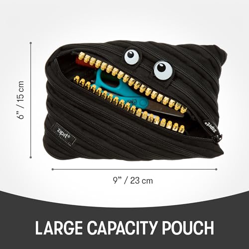 ZIPIT Grillz Large Pencil Case for Kids, Cute Zipper Pouch for Boys Girls and Teens, Stationery Bag for School ,Black - Image 2