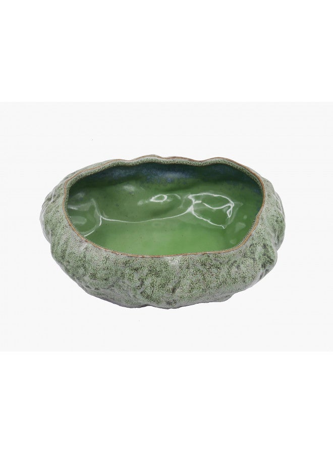 Cotta Planters وعاء لوتس بونساي، وعاء نباتات عصارية ضحل، وعاء سمكة ذهبية، سيراميك فاخر مع طلاء نحاسي مزخرف - Image 2