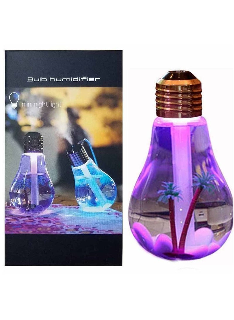 مصباح LED ميني USB مرطب هواء ضبابي للمنزل، المكتب، غرفة النوم 400 مل - Image 1