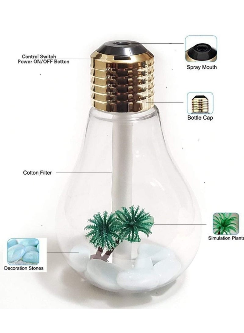 مصباح LED ميني USB مرطب هواء ضبابي للمنزل، المكتب، غرفة النوم 400 مل - Image 2