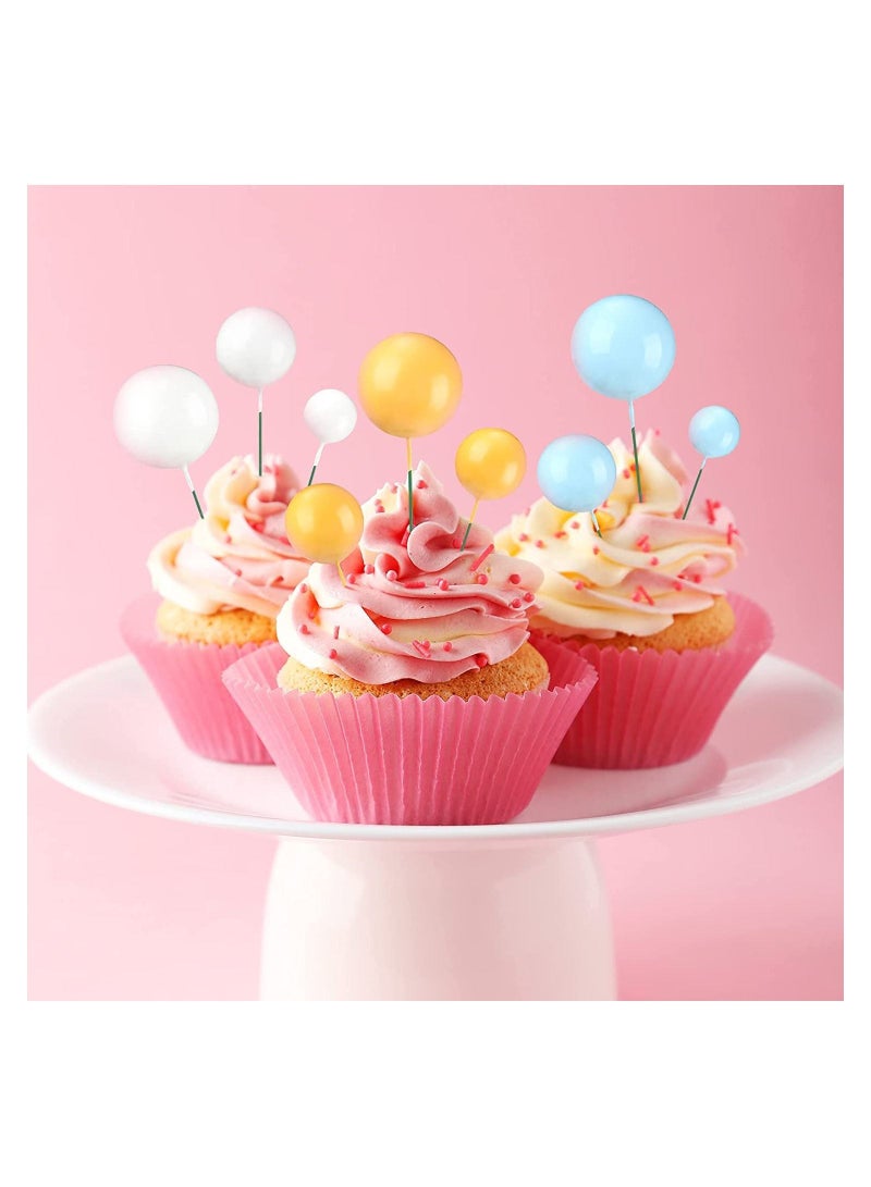 NIBEMINENT Ball Shaped Cake Topper Picks, Pearl DIY Insert Cup Set Toothpick for Party Birthday Baby Shower Wedding Anniversary 20Pcs - Image 2