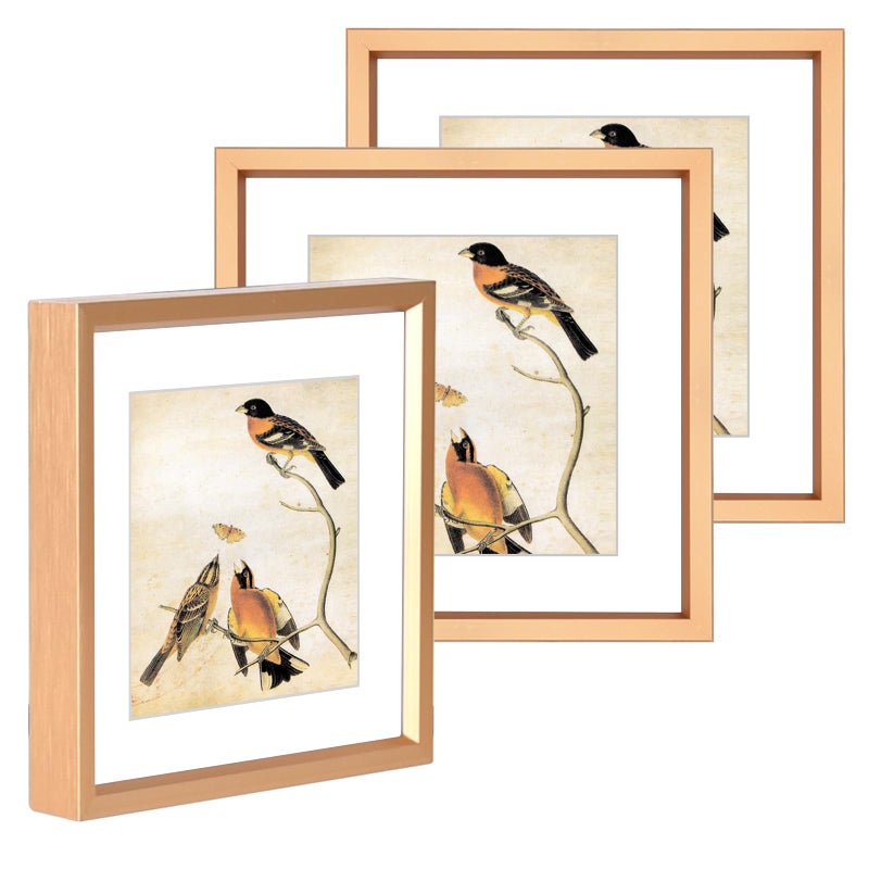BKABOT 5x5 إطار الصورة الإطارات المعدنية الذهبية مع زجاج HD يناسب 4x4 مع حصيرة أو 5 × 5 دون عرض حصيرة للجدار وجدول 3 حزمة - Image 1