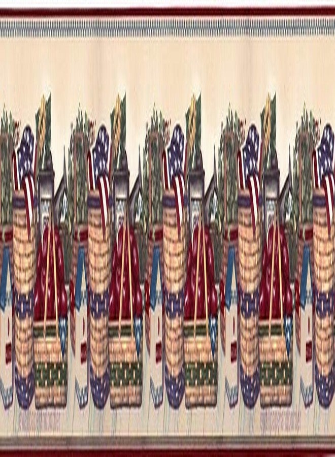 The Village Company USA Patriotic Stripes American Flags Wallpaper Border for Kitchen Bathroom Living Room, Roll 15' x 7'' - Image 3