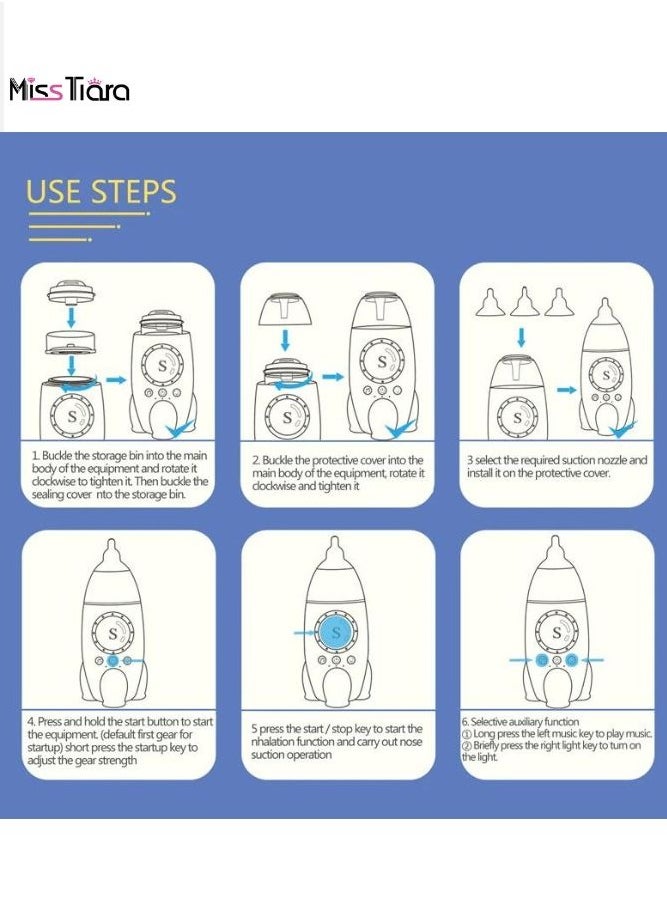 MissTiara - Rechargeable Automatic Electric Baby Nasal Aspirator-Nasal Mucus Remover for Kids With Music And Light Soothing Function - Image 1