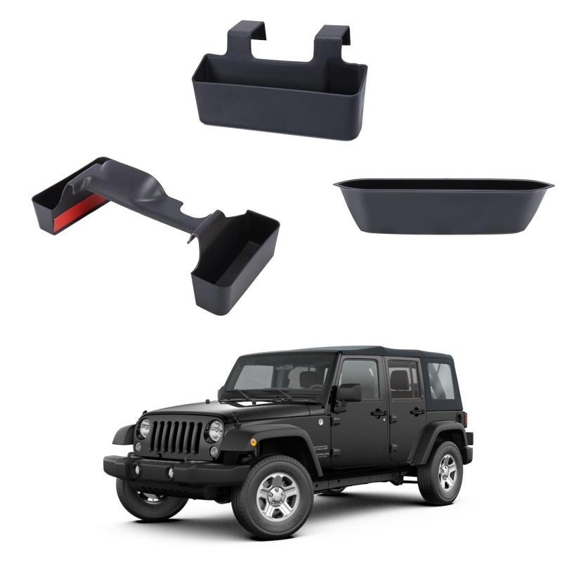 Neepiar 3PCS Gear Shift Console Side Tray Organizer Center Console Hanging Storage Box Passenger Side CoPilot Organizer Compatible with 20112018 Jeep Wrangler JK JKU Interior Accessories