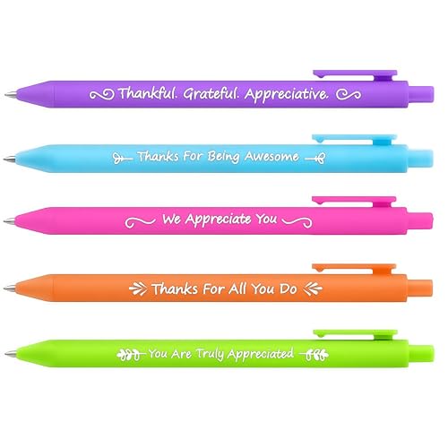 Jxueych 5pcs Vibrant Pen Set with Inspirational Messages - Perfect Employee Appreciation & Thank You Gifts for Women - Stylish & Heartfelt - Image 1