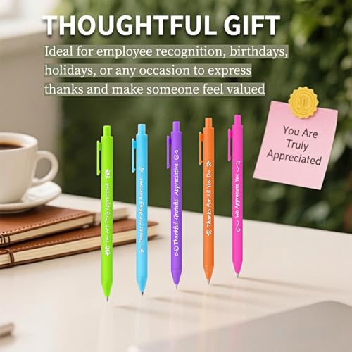 Jxueych 5pcs Vibrant Pen Set with Inspirational Messages - Perfect Employee Appreciation & Thank You Gifts for Women - Stylish & Heartfelt - Image 5