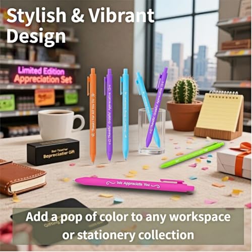 Jxueych 5pcs Vibrant Pen Set with Inspirational Messages - Perfect Employee Appreciation & Thank You Gifts for Women - Stylish & Heartfelt - Image 4