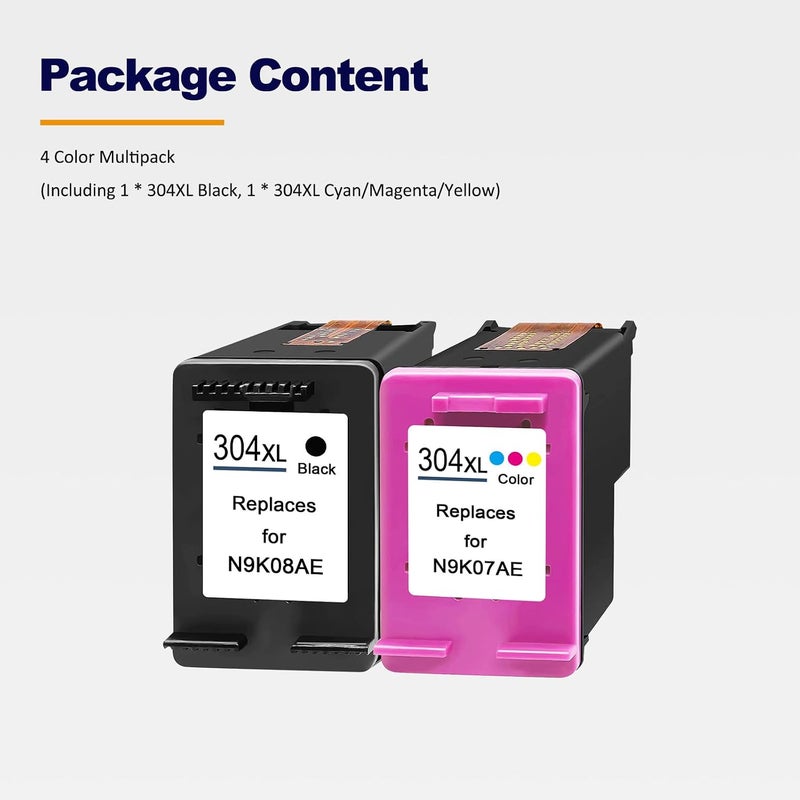 LAIPENG 304XL 304 XL Ink Cartridges Remanufactured for HP Envy 5000 5010 5030 5032 DeskJet 2600 2620 2622 2630 2633 3720 3730 3733 3750 3760 3762 5010 5020 5032 Printer 4 Color Multipack (BK/CMY) Flexible purchase choices - Image 4