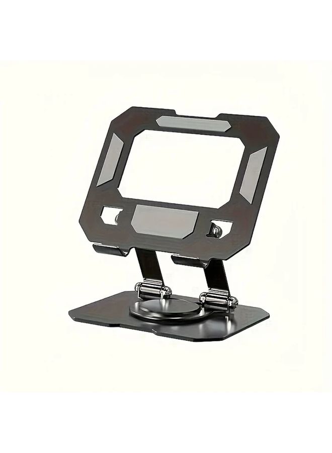 Silvery 360 Rotating Metal Desktop Stand For Tablets And Phones Adjustable Foldable Ergonomic Viewing Angle Sturdy Construction Space Saving Design For Home Office Desk - Image 5