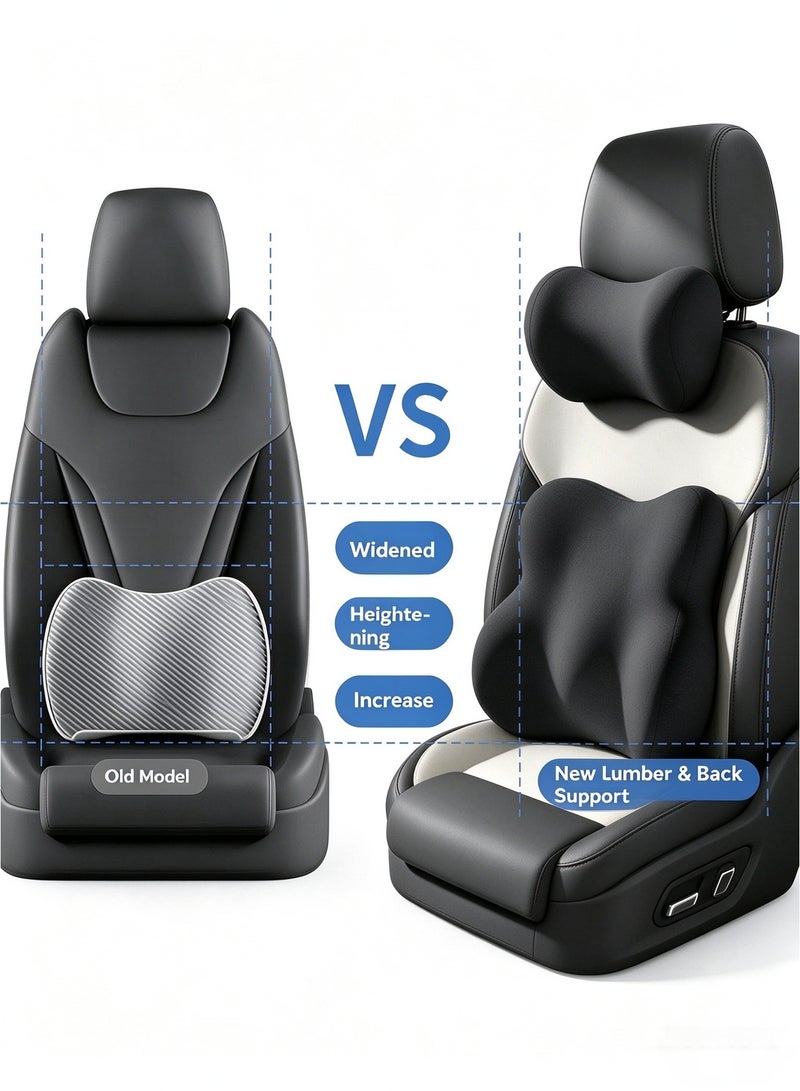 MLADEN 2PCS/Set Car Pillow Memory Foam Lumbar Support and Car Neck Pillow Kit Ergonomic Office Chair Headrest Pillow Car Back Support Pillow Set with Adjustable Strap (Black) - Image 5