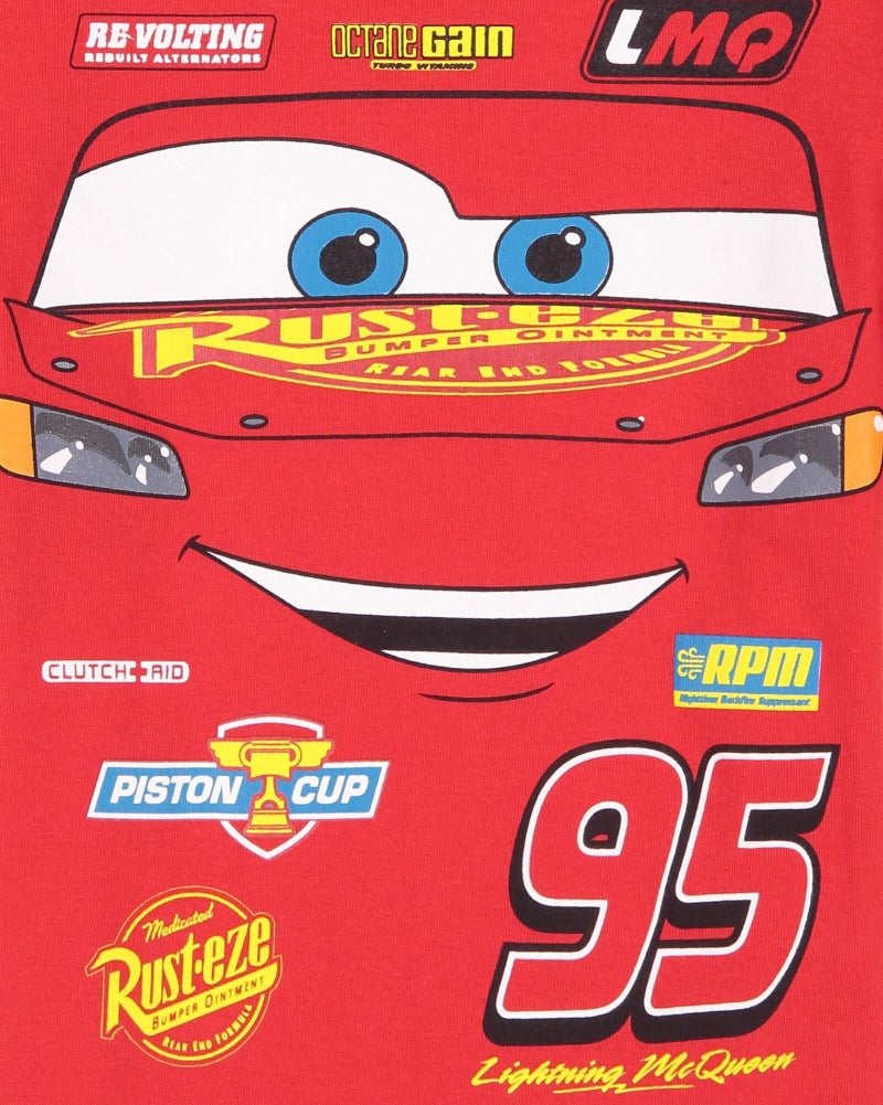 Disney Pixar Cars Lightning McQueen Toddler Boys T-Shirt Mesh Shorts Set Black/Red 4T - Image 5
