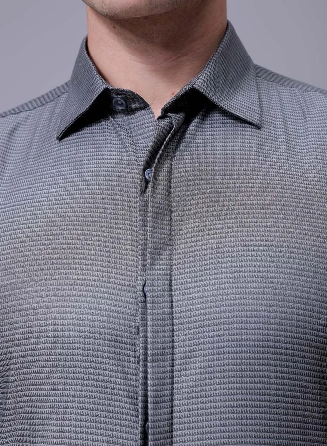 The Indian Garage Co Men Slim Fit Solid Full Sleeves Cutaway Collar Formal Shirt
