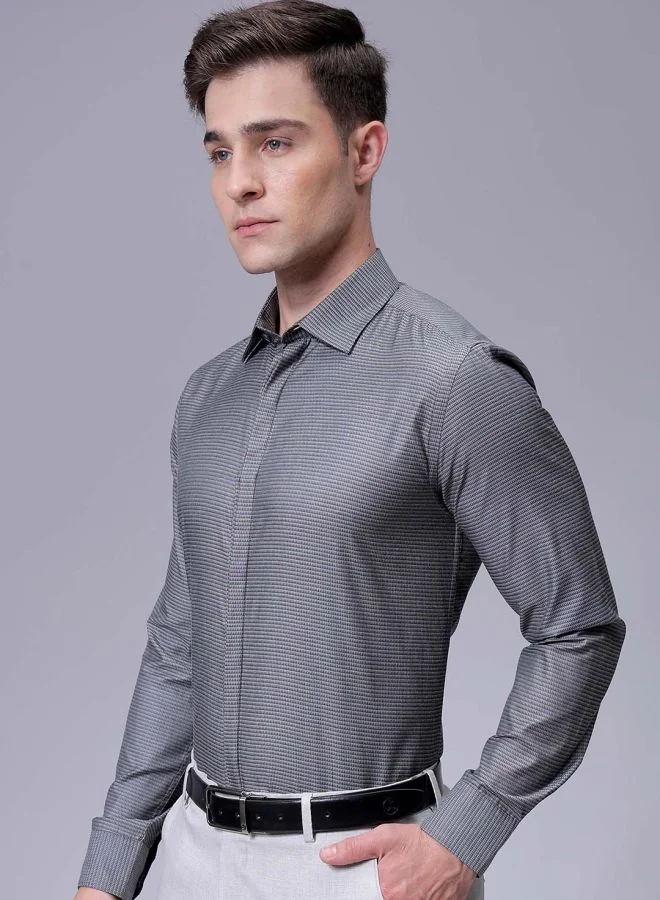 The Indian Garage Co Men Slim Fit Solid Full Sleeves Cutaway Collar Formal Shirt