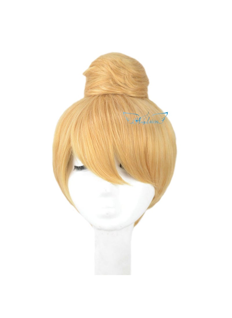 Angelaicos - Angelaicos Women's Prestyled Buns Party Anime Cosplay Costume Wig Short Blonde - Image 1