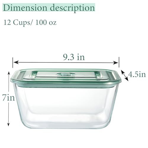 Opexscal 12 Cups/ 100 oz Large Glass Food Storage Baking Container with Lid - For Baking, Roasting, Storing Food, Vegetables Fruits - Image 2