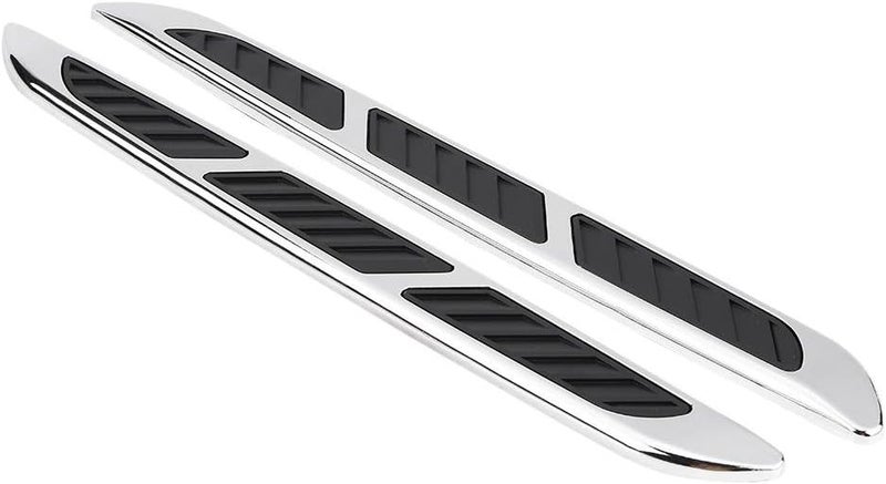 Fydun 2pcs Universal Chrome Hood Vent Air Flow Intake Grille Decorative Trim - Image 1