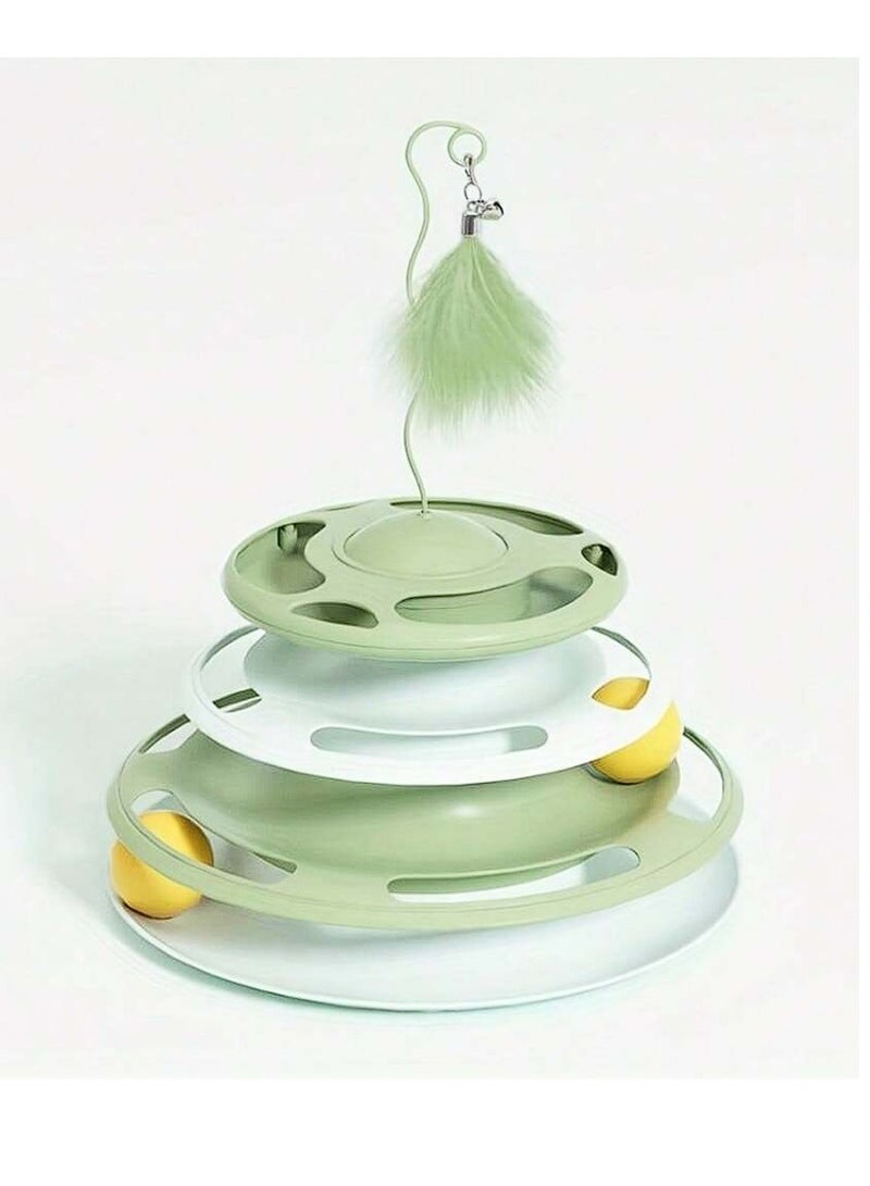 لعبة توزيع الحلوى على شكل جسم غامض مع قرص دوار بطبقة مزدوجة للقطط