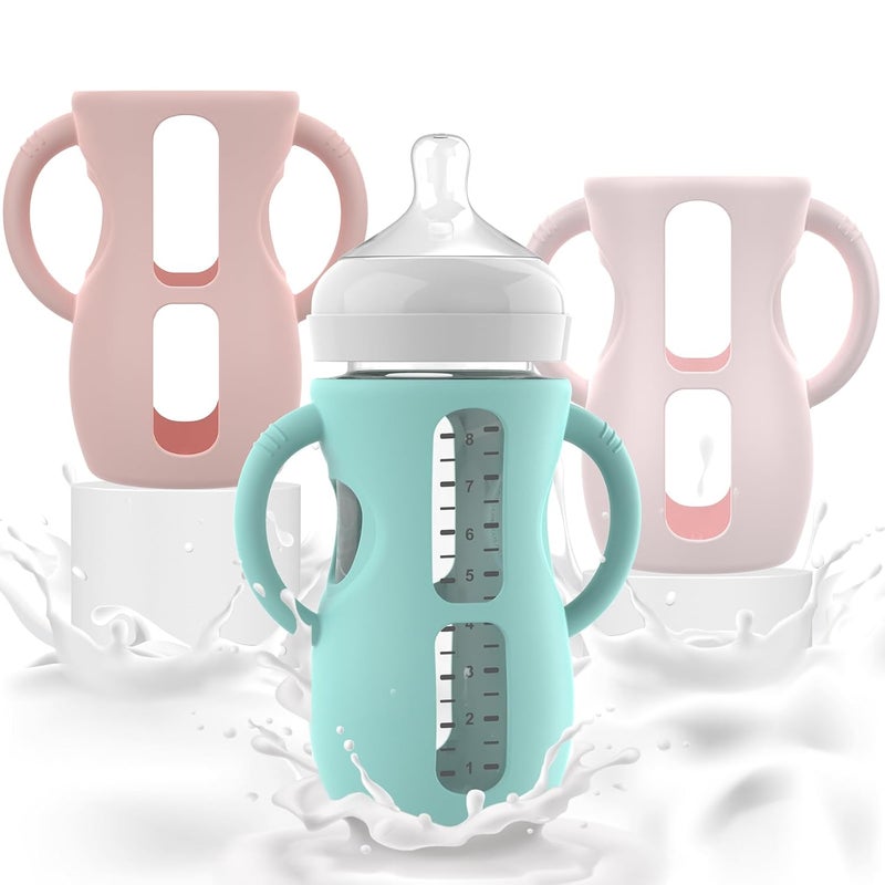 Jifvrnk 3PCS Philips Avent Glass Bottle Silicone Sleeves with Handles Compatible with Philips Avent Glass Bottles 8 oz Suitable for Avent Baby Bottles 8 oz and Easy to Clean - Image 1