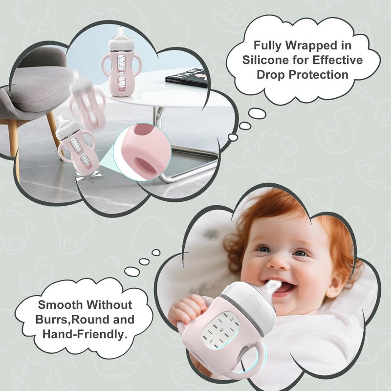 Jifvrnk 3PCS Philips Avent Glass Bottle Silicone Sleeves with Handles Compatible with Philips Avent Glass Bottles 8 oz Suitable for Avent Baby Bottles 8 oz and Easy to Clean - Image 4