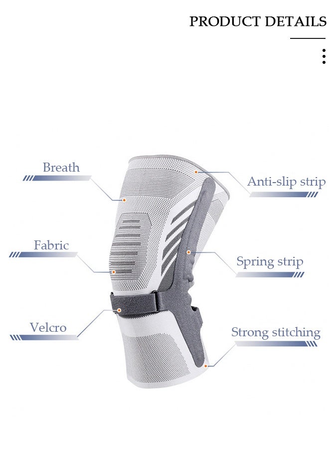 DUNISO قطعة واحدة من دعامة الركبة مع مثبتات جانبية للرجال والنساء، دعامات دعم الركبة الضاغطة القابلة للتعديل للرياضة، آلام الركبة، تمزق الغضروف المفصلي، ACL، MCL، التهاب المفاصل، تخفيف آلام المفاصل، التعافي من الإصابات - Image 3